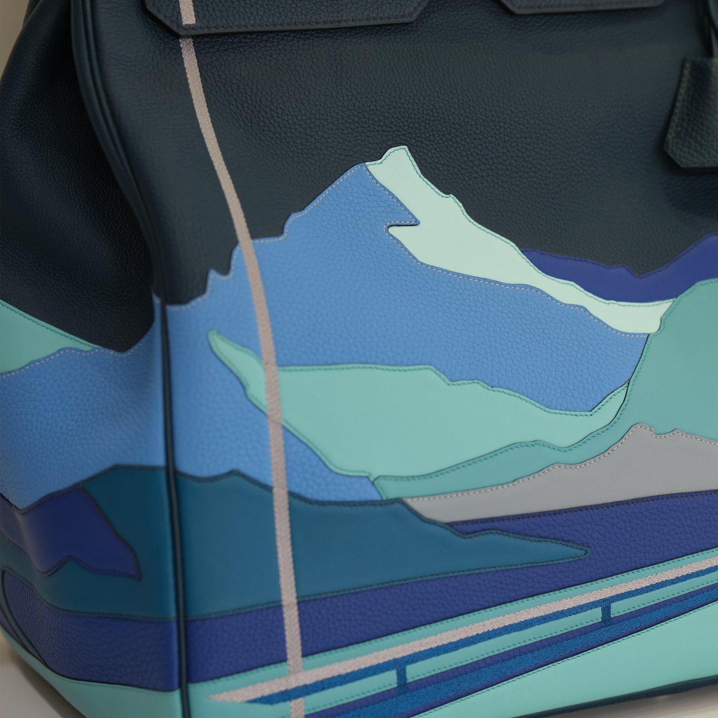 Hermes Birkin HAC 50 Bleu de Prusse Togo, Swift, and Clemence Endless Road with Palladium Hardware