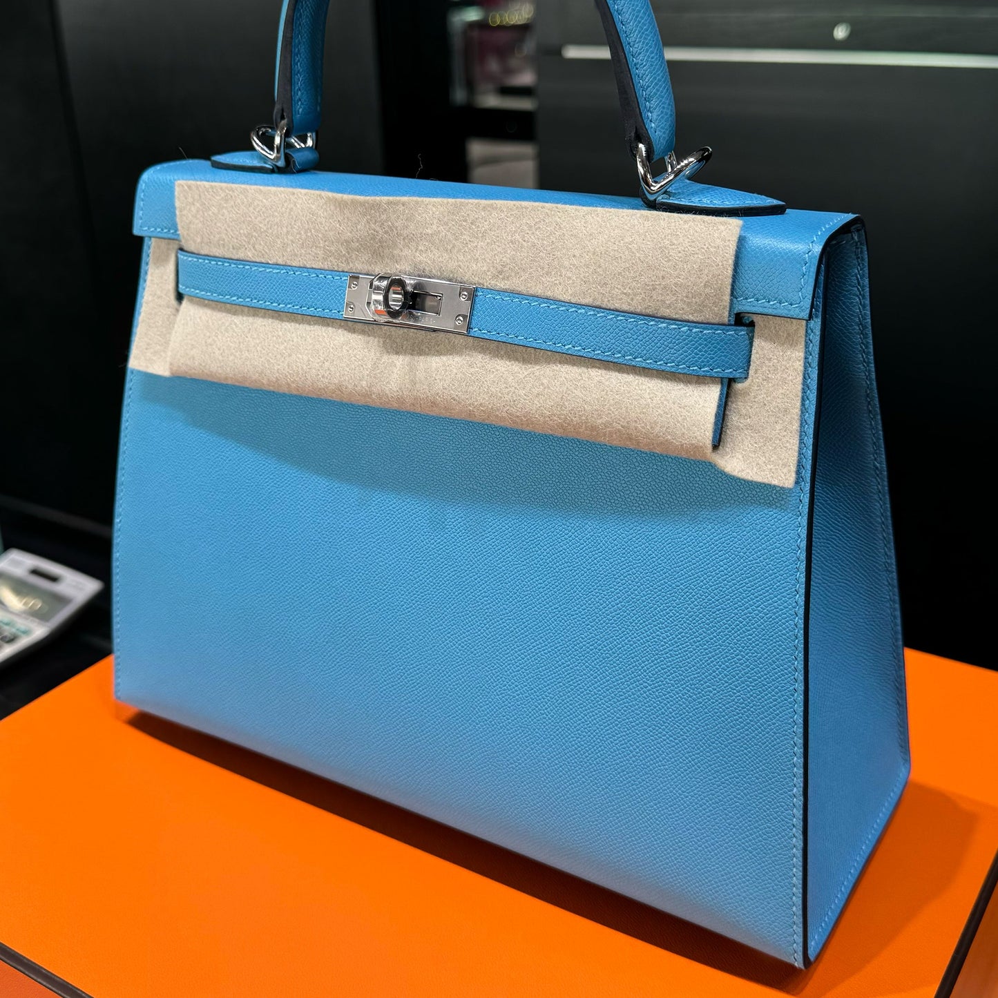 Hermes Kelly 25 Sellier Bleu du Nord Epsom with Palladium Hardware