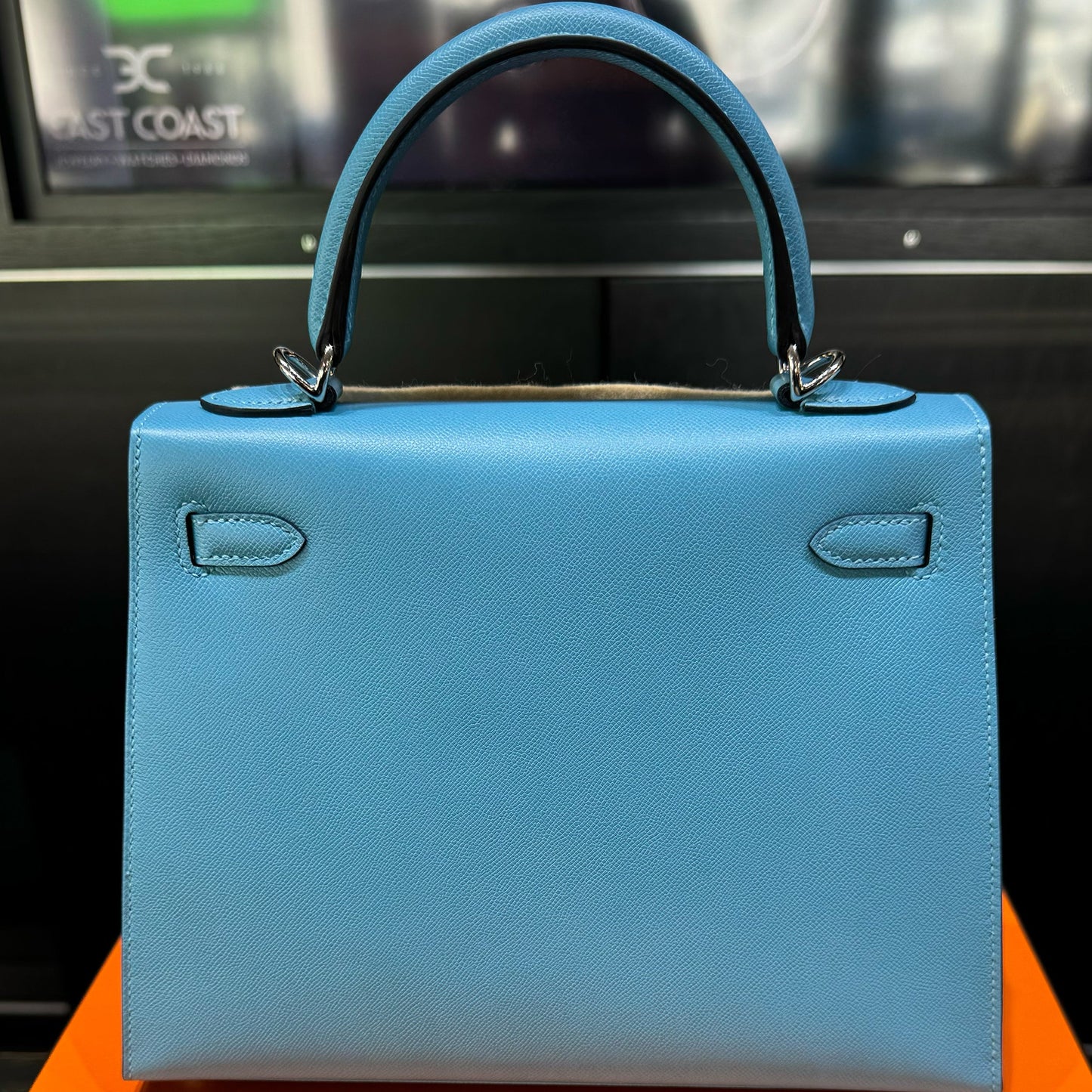 Hermes Kelly 25 Sellier Bleu du Nord Epsom with Palladium Hardware