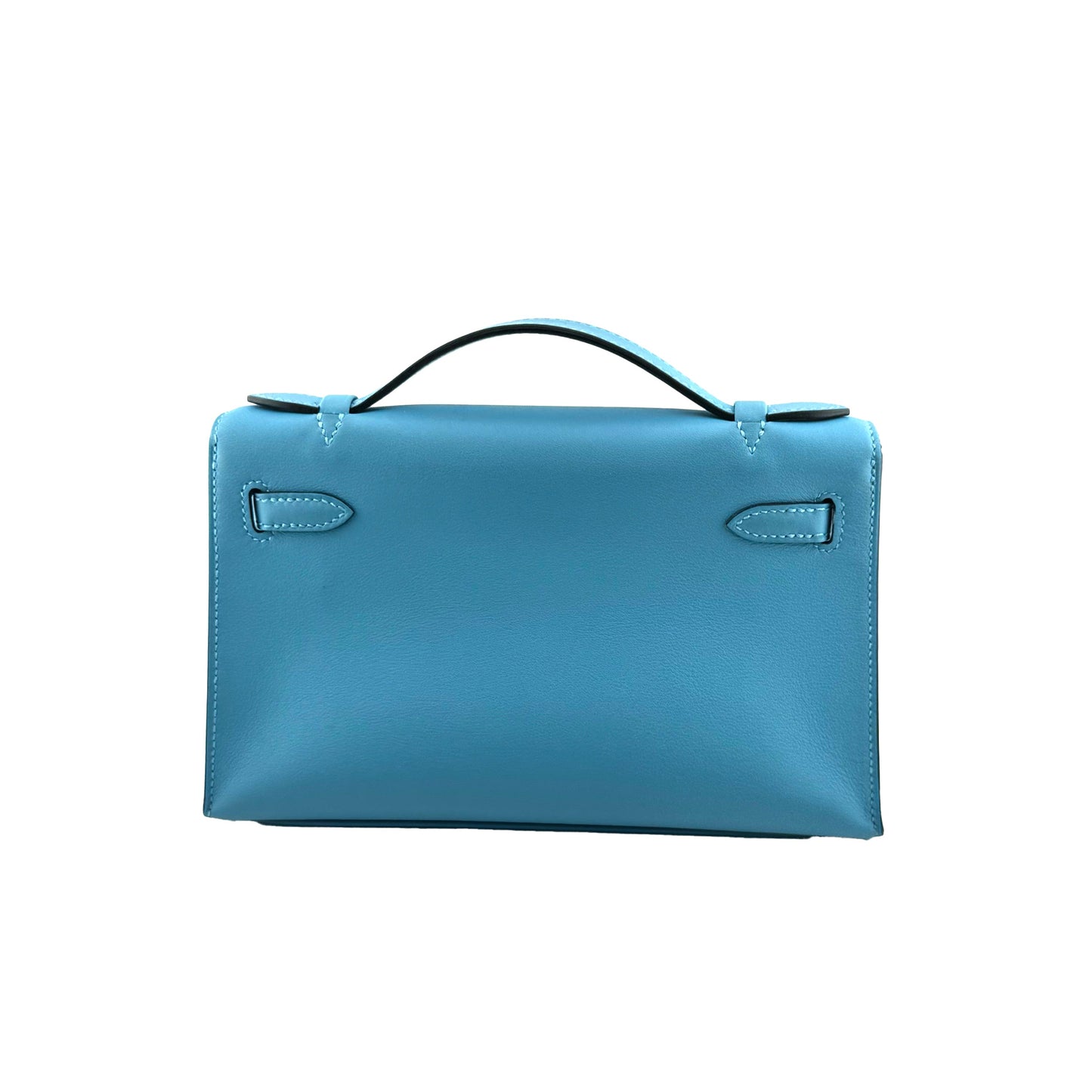 Hermes Kelly Pochette Celeste Swift with Gold Hardware