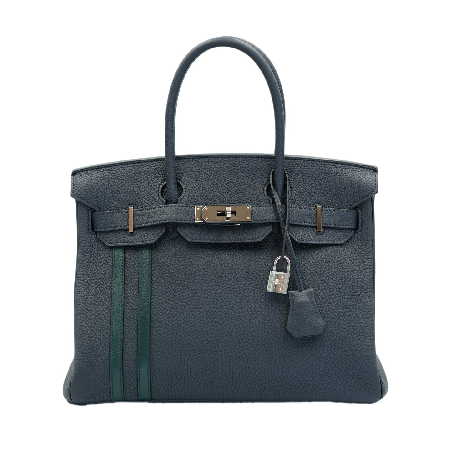 Hermes Birkin Officer 30 Bleu Nuit/ Vert Cypress Togo with Palladium Hardware