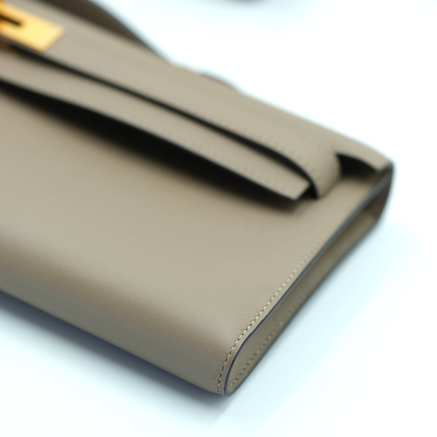 Hermes Kelly Cut Gris Asphalt Swift with Gold Hardware