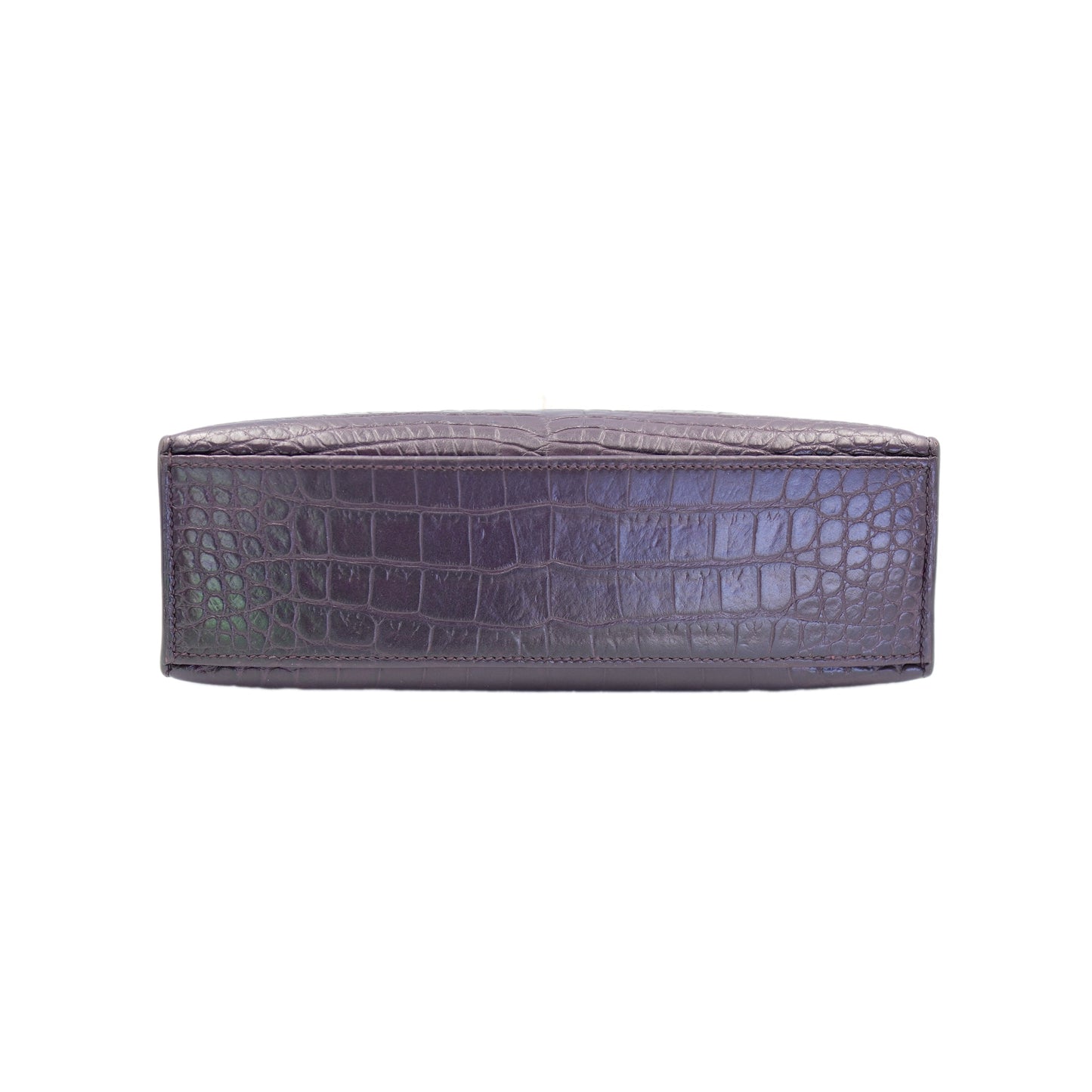 Hermes Kelly Pochette Prunoir Matte Alligator with Palladium Hardware