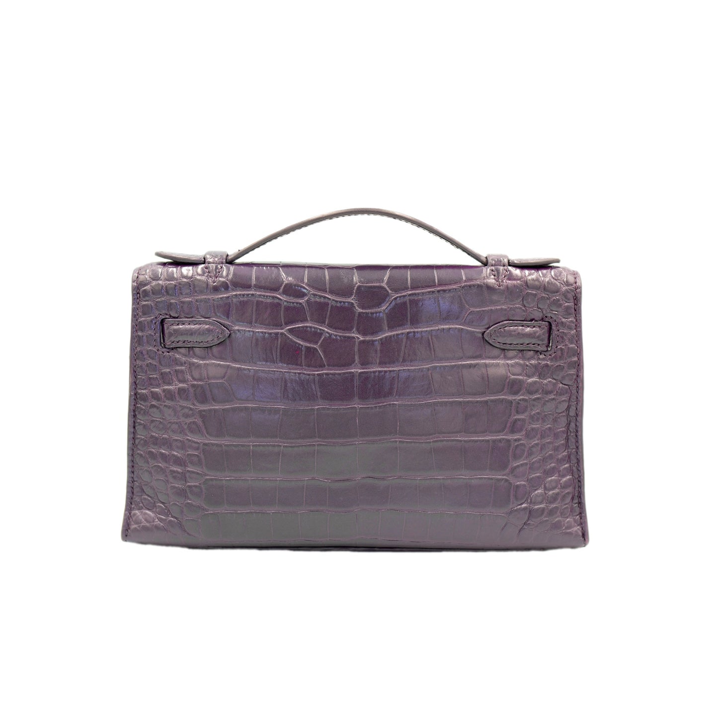 Hermes Kelly Pochette Prunoir Matte Alligator with Palladium Hardware