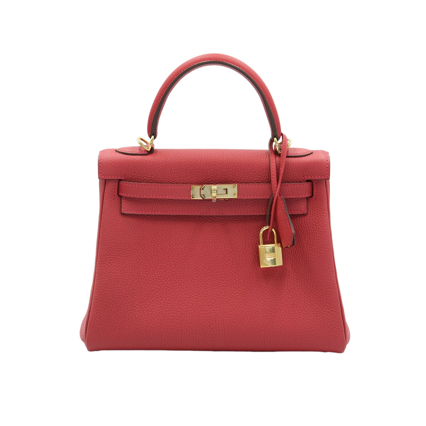 Hermes Kelly 25 Retourne Rouge Vif Togo with Gold Hardware