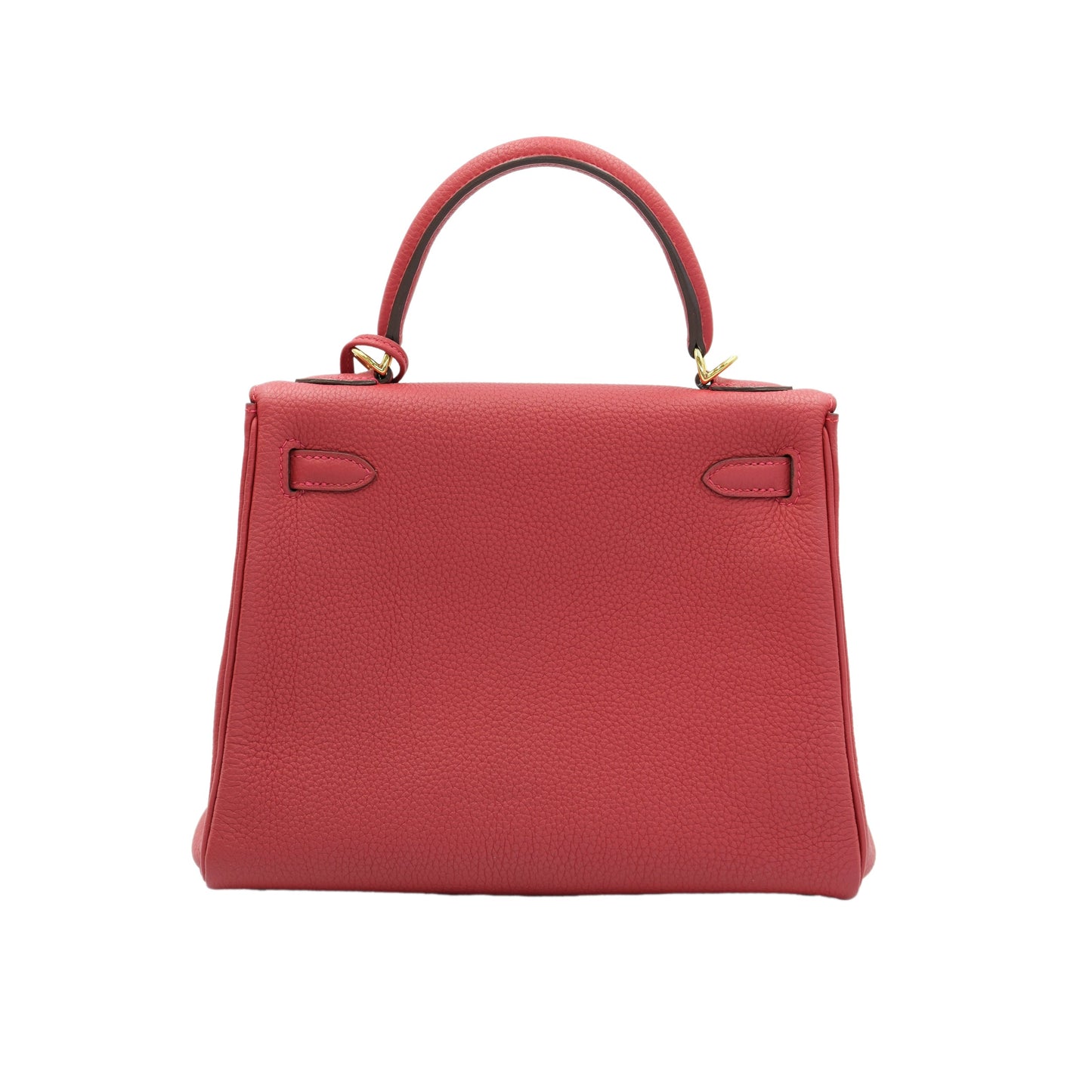 Hermes Kelly 25 Retourne Rouge Vif Togo with Gold Hardware