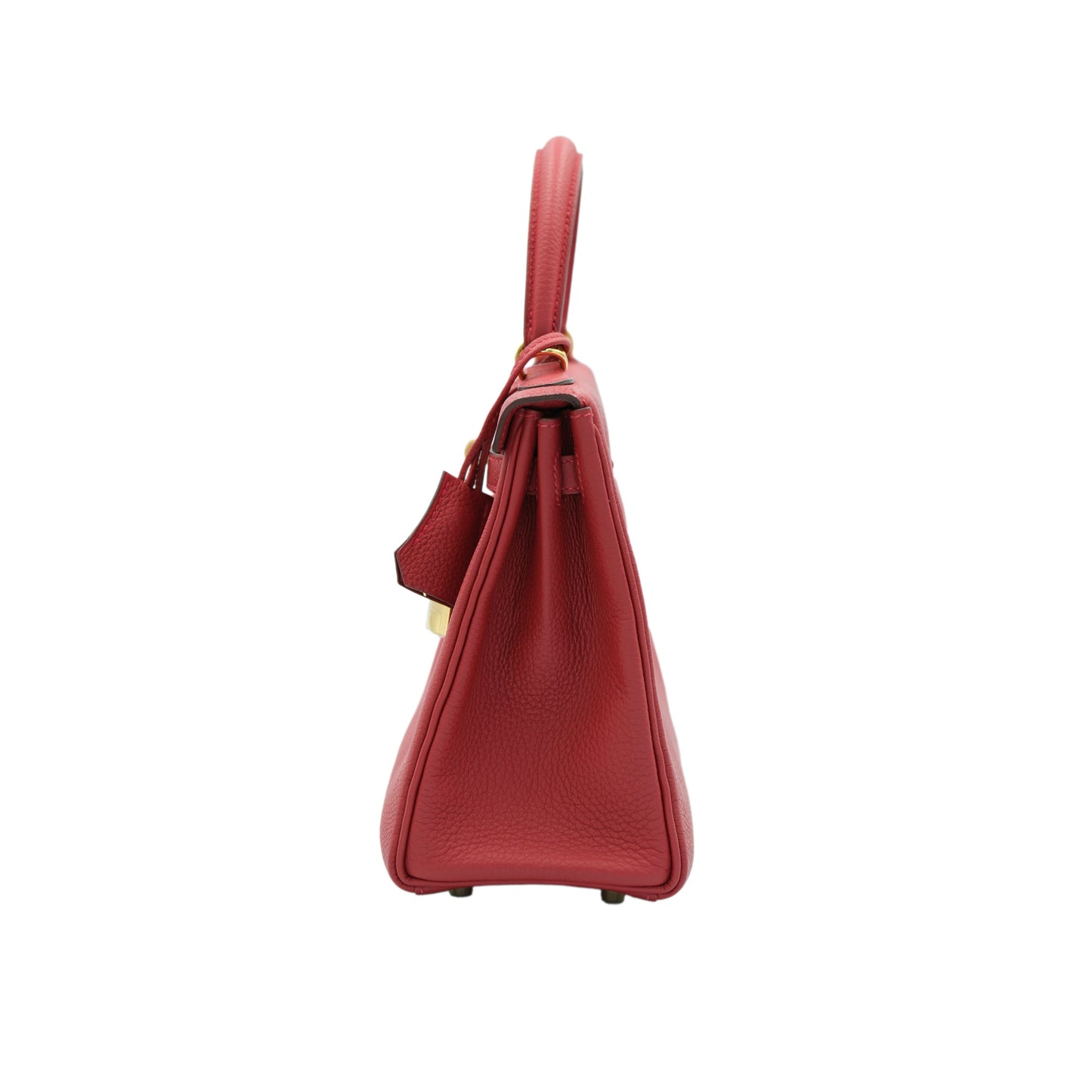 Hermes Kelly 25 Retourne Rouge Vif Togo with Gold Hardware