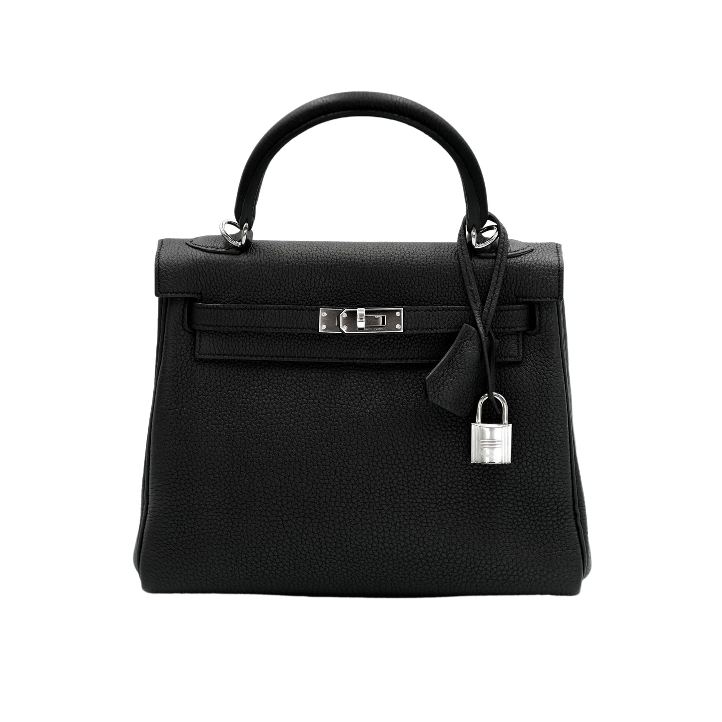 Hermes Kelly 25 Retourne Noir Togo Leather with Palladium Hardware