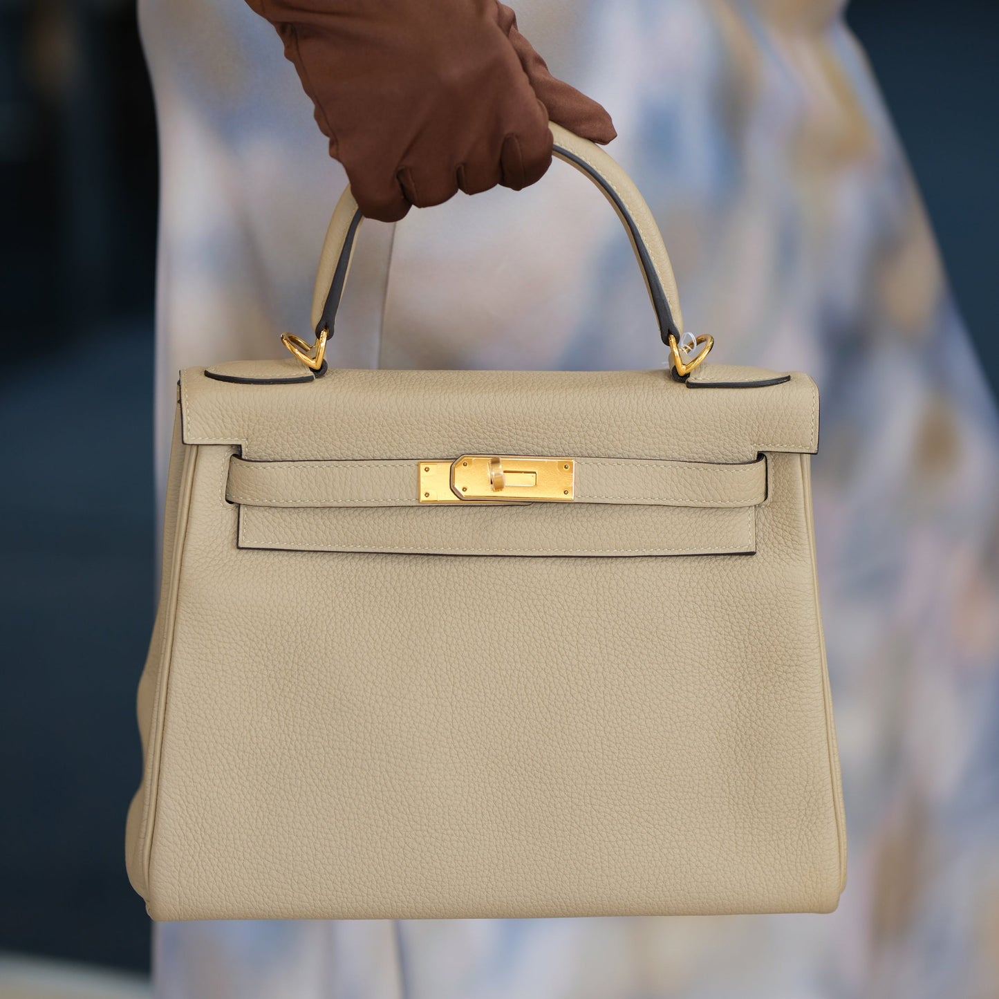 Hermes Kelly 28 Retourne Trench Togo with Gold Hardware