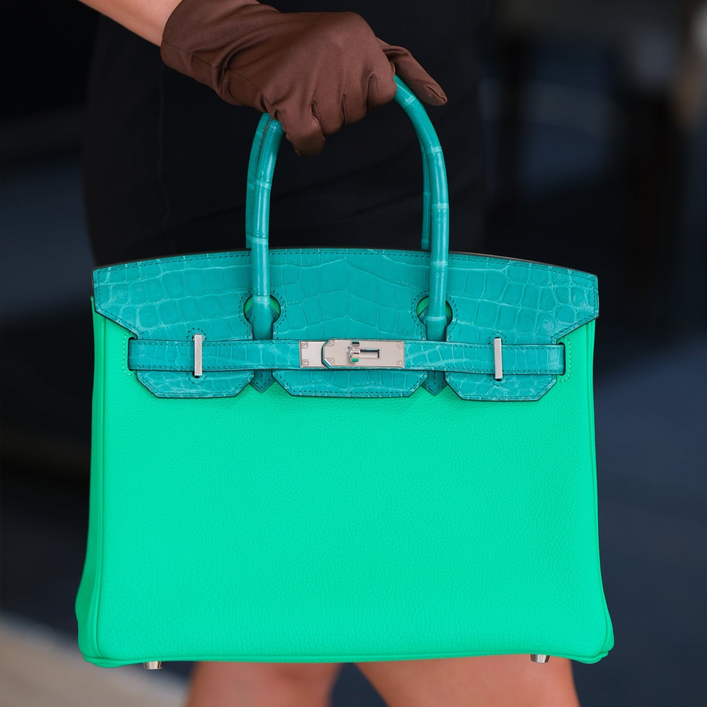 Hermes Birkin 30 Touch Vert Jade Nilo Crocodile and Vert Comics Togo with Palladium Hardware