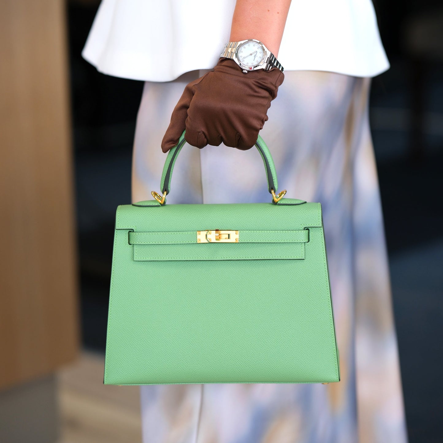 Hermes Kelly 25 Sellier Vert Criquet Epsom with Gold Hardware
