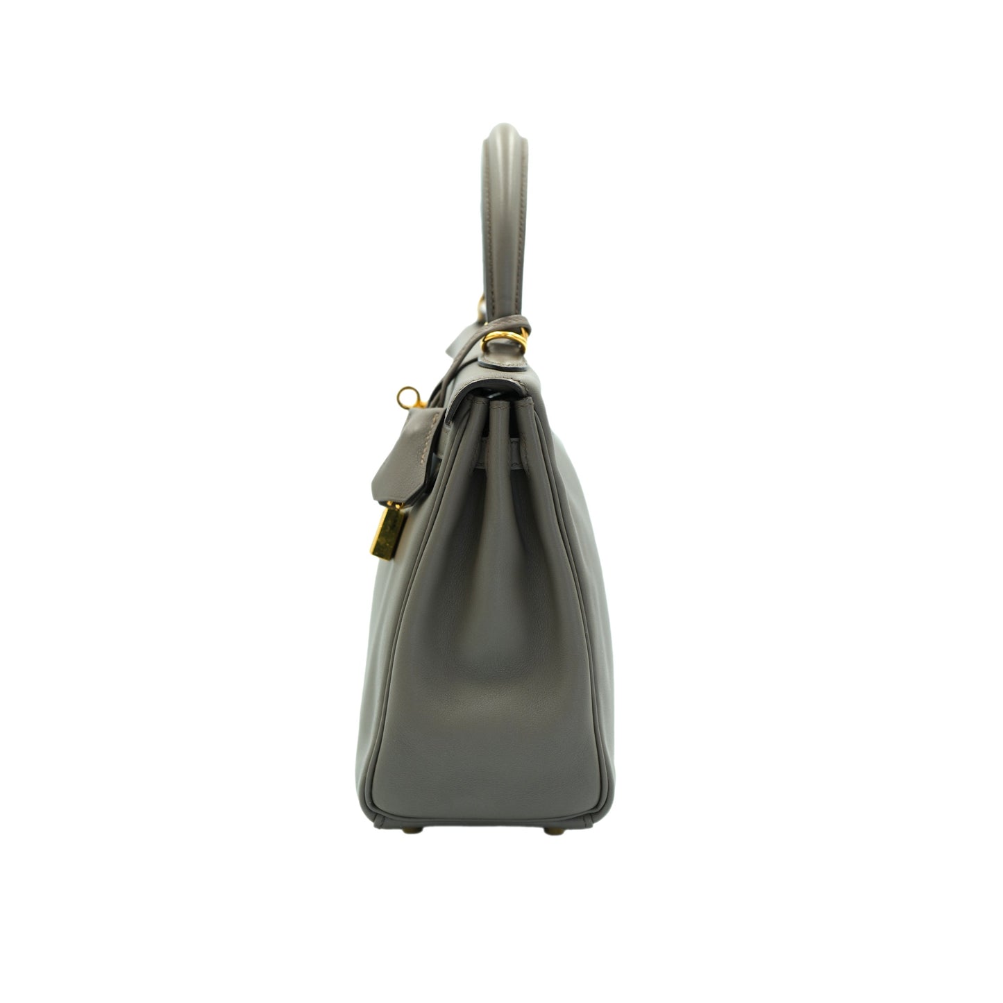 Hermes Kelly 25 Gris Etain Swift Retourne with Gold Hardware