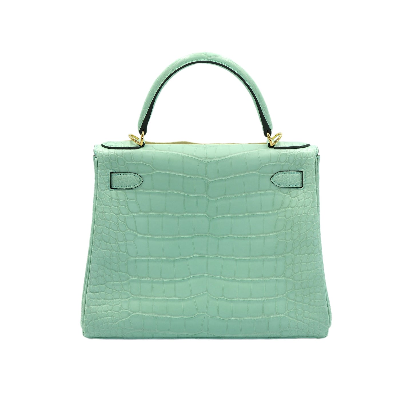 Hermes Kelly 28 Retourne Vert d'Eau Matte Alligator with Gold Hardware