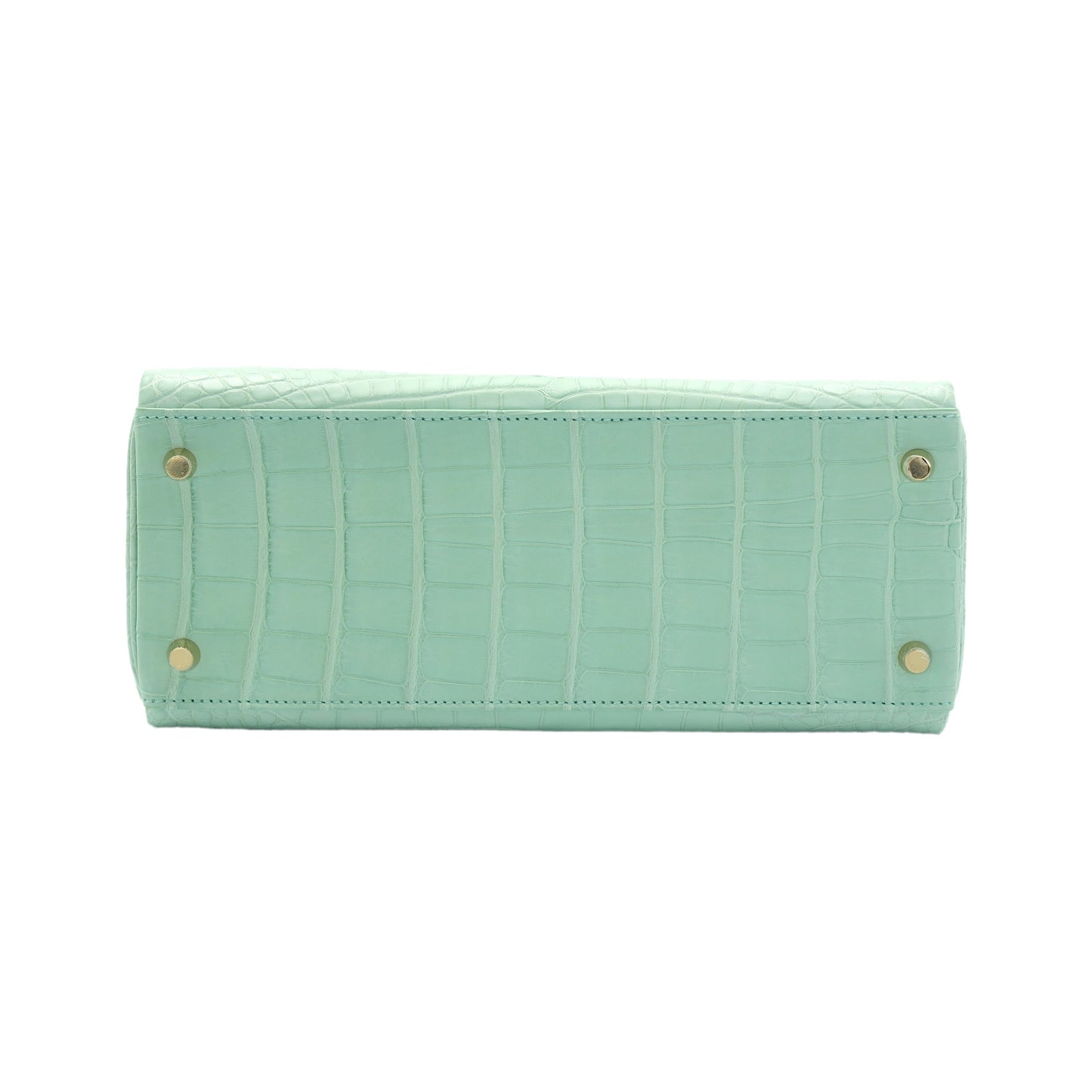 Hermes Kelly 28 Retourne Vert d'Eau Matte Alligator with Gold Hardware
