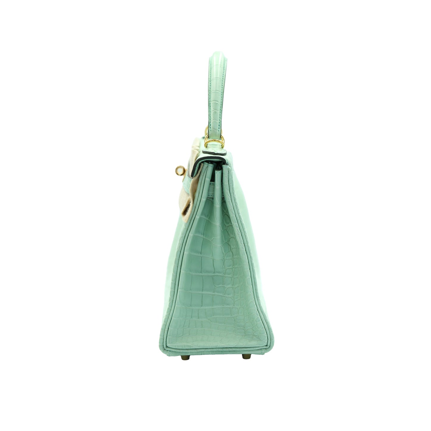 Hermes Kelly 28 Retourne Vert d'Eau Matte Alligator with Gold Hardware