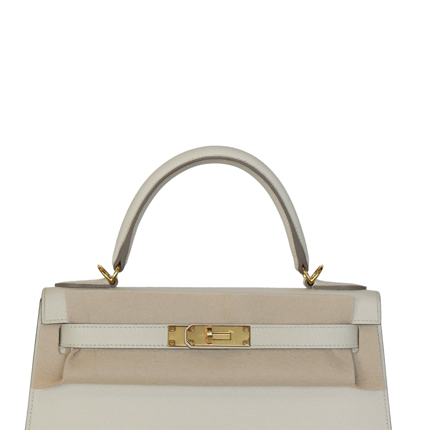 Hermes Kelly 28 Sellier Craie Epsom with Gold Hardware