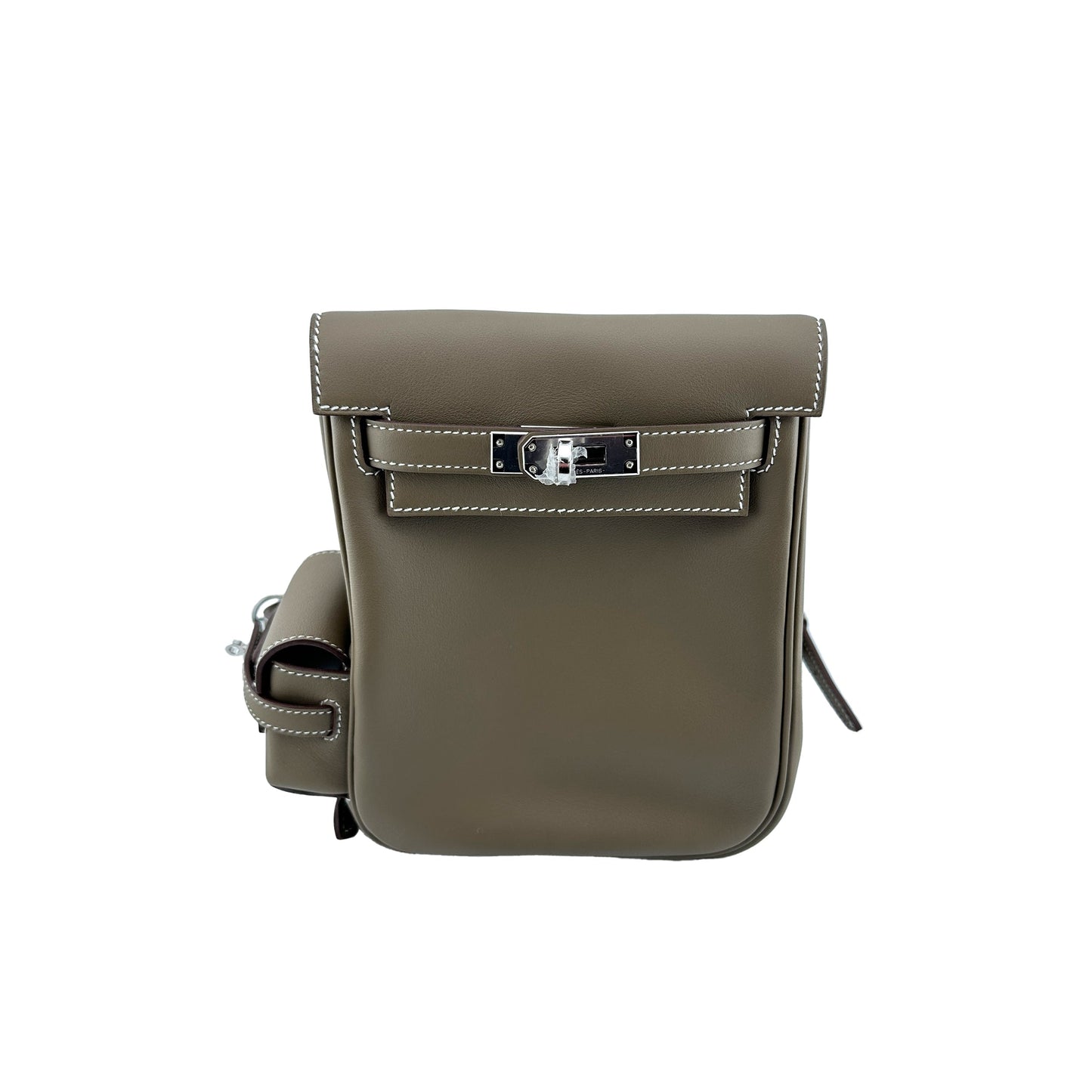 Hermes Mini Kelly Jump Backpack Etoupe Swift with Palladium Hardware